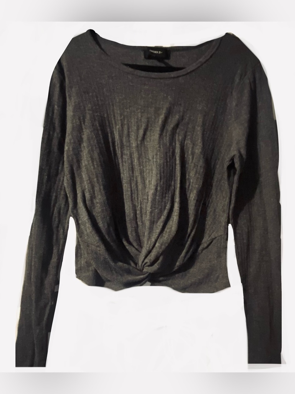 Forever 21 Dark Grey Long Sleeve Twist-Knot Top